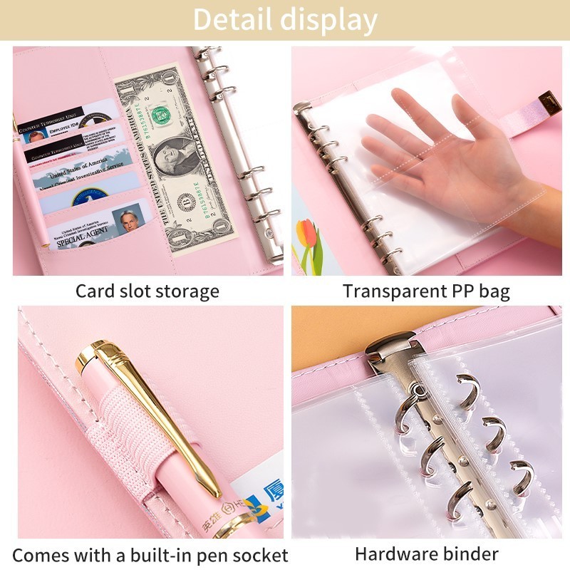 100 Envelopes Money Saving Challenge Book for Budgeting Planner pink 100 envelope challenge savings binder With password lock