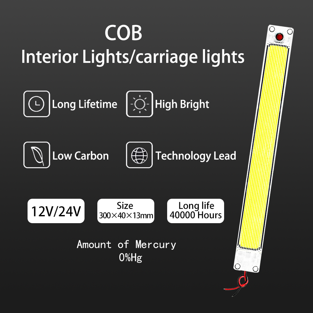 COB LED Car Ceiling White Lights Auto Indoor Interior Light Bars Durable for Car Camper Van Trailer Truck