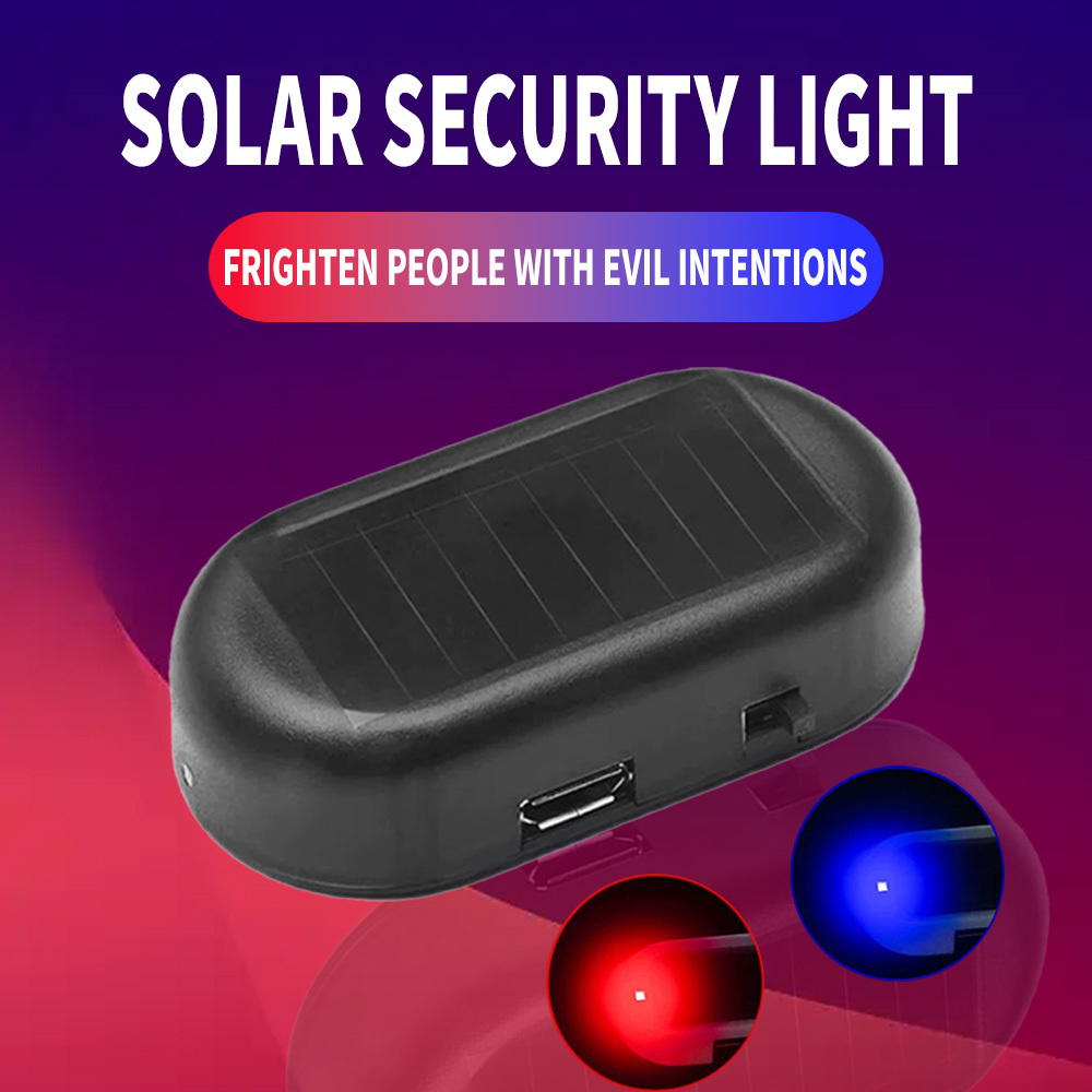 amsyd Car solar warning flashing light without wiring universal simulation induction LED breathing simulation anti-theft light