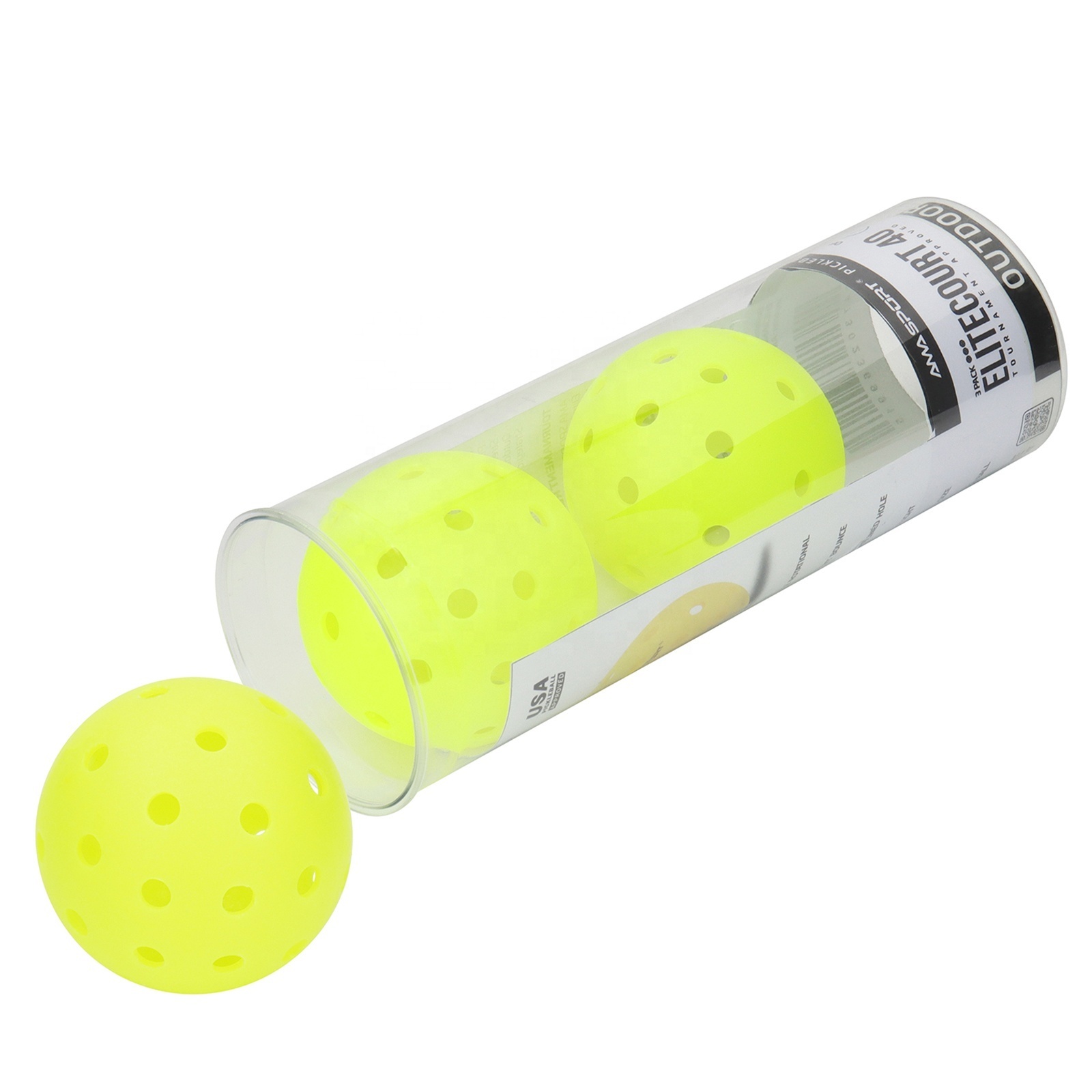 2024 Hot Selling AMA SPORT Durable Portable Custom Good Bounce x40 Holes Rotational Lightweight USAPA Pickleball Ball