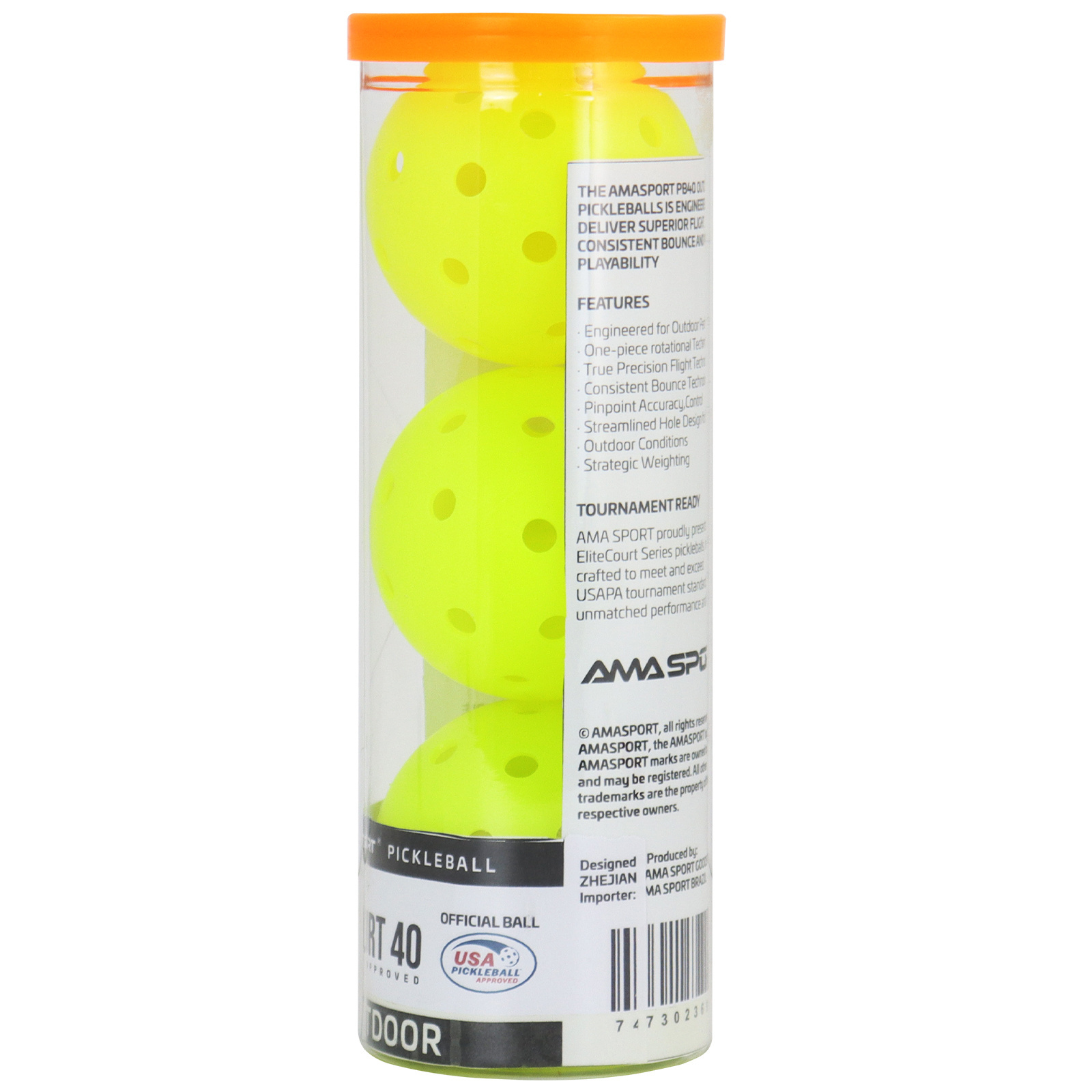 2024 Hot Selling AMA SPORT Durable Portable Custom Good Bounce x40 Holes Rotational Lightweight USAPA Pickleball Ball