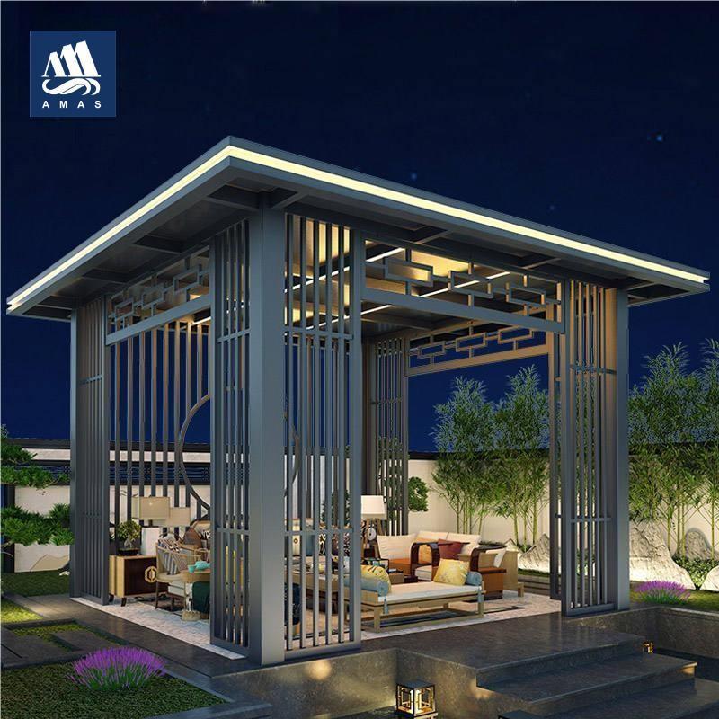 Outdoor garden yard electric louvre roof aluminum remote control pergola motorized waterproof luxury gazebo garden pavillon