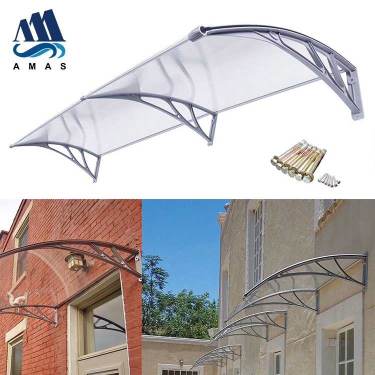 Amas front door Unbreakable alum frame awning window with fixed clear glass canopy over entrance door