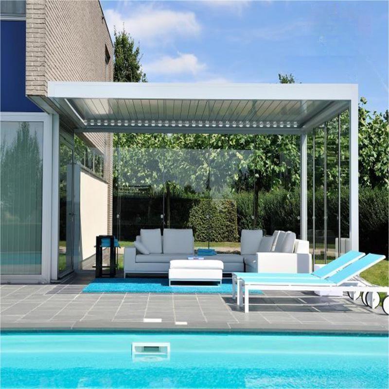 Outdoor garden yard electric louvre roof aluminum remote control pergola motorized waterproof luxury gazebo garden pavillon