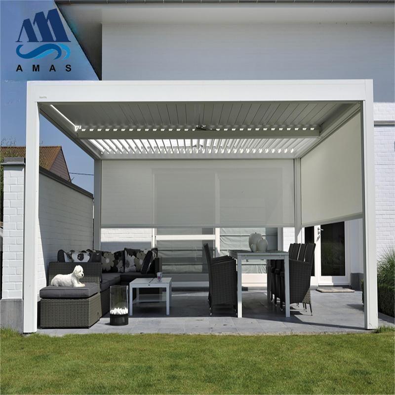 Outdoor garden yard electric louvre roof aluminum remote control pergola motorized waterproof luxury gazebo garden pavillon