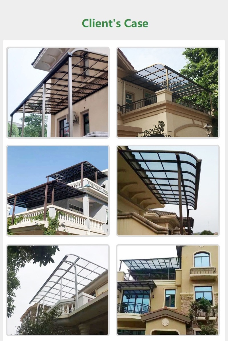 Customized outdoor waterproof canopies balcony polycarbonate roof aluminum sun shade patio covers awning canopy