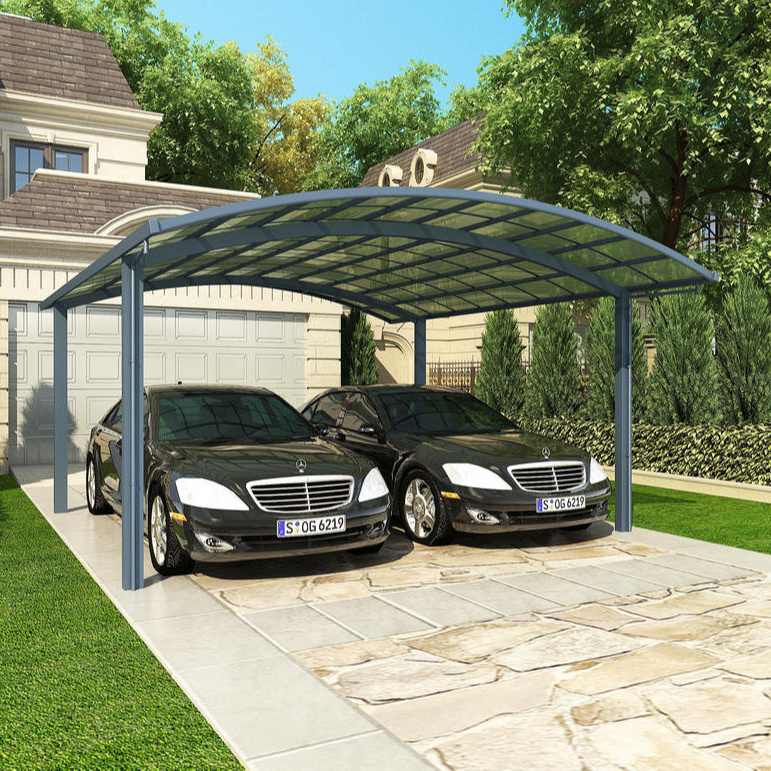 2 Post carports for car parking Outdoor Double Metal Designs Modern aluminum carport panels Polycarbonate sheet