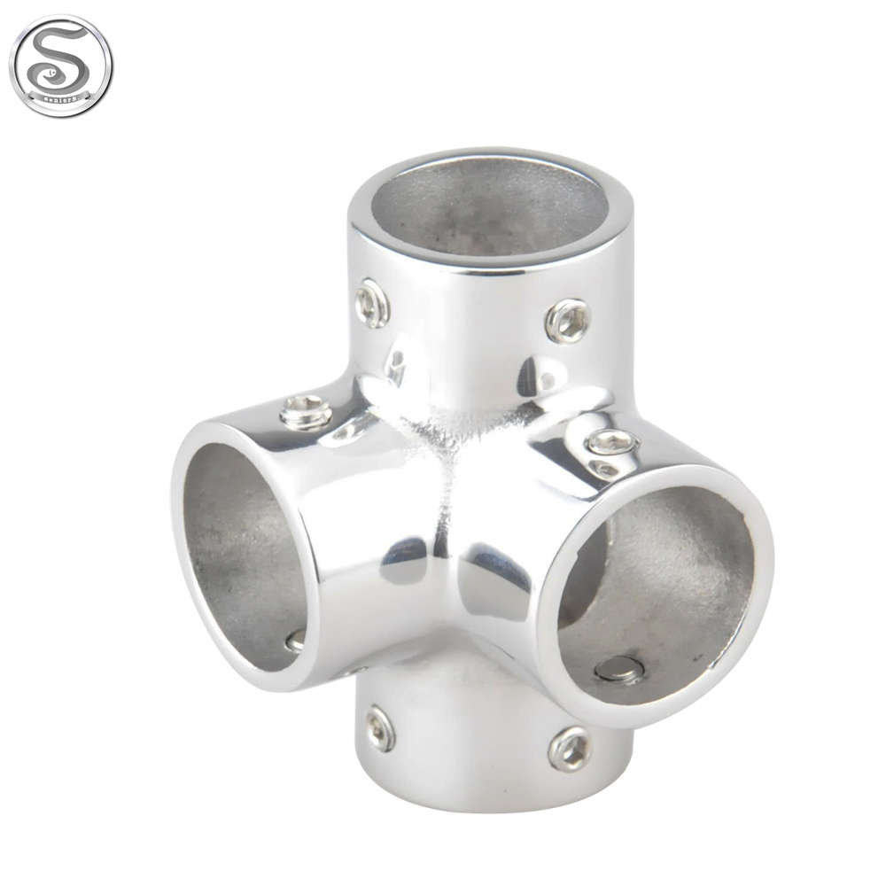 Boat Accessories Parts Marine Hardware 4 Way Furniture Pipe Tube Fitting Connector 4 Way Tee Rail Fitting