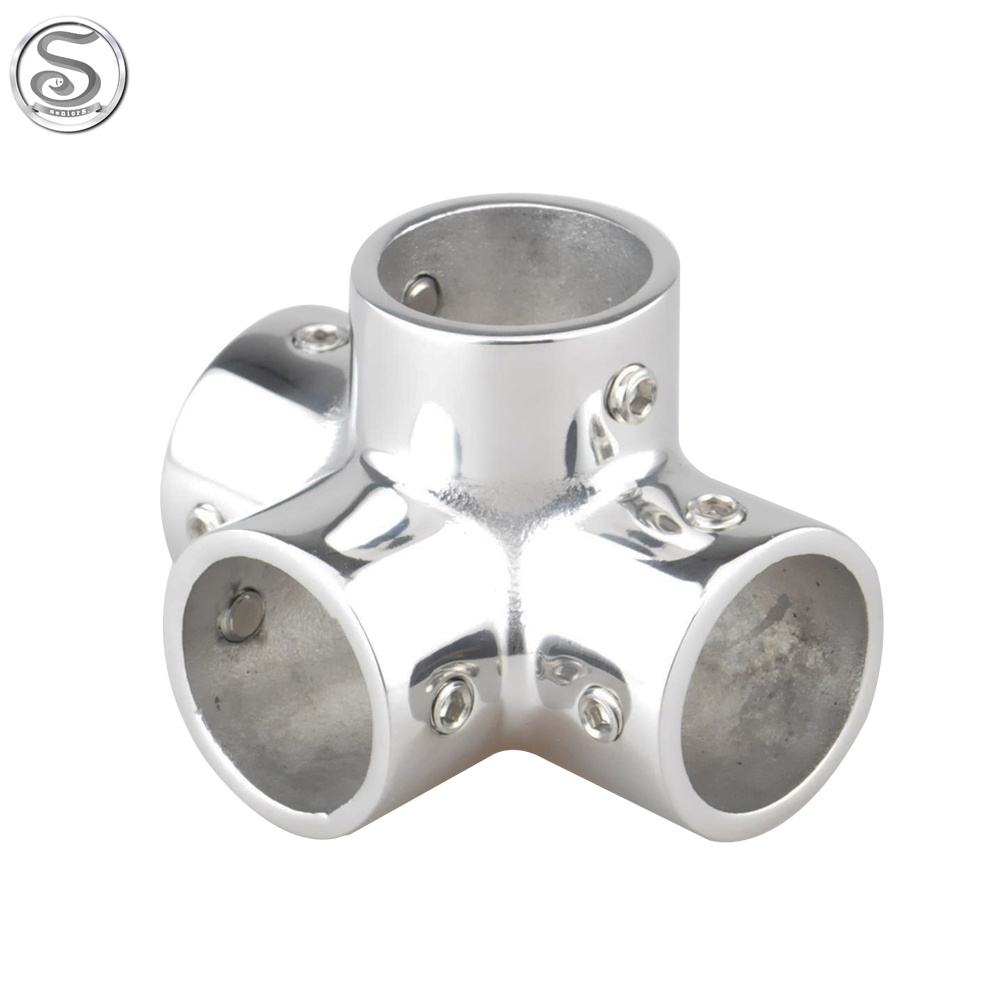 Boat Accessories Parts Marine Hardware 4 Way Furniture Pipe Tube Fitting Connector 4 Way Tee Rail Fitting