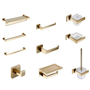 SUS 304 Brushed Gold Bathroom Accessory Fittings And Bathroom Accessories Hardware Set