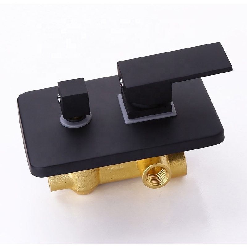 In wall Brass Shower Faucet Body Valve Concealed Square Bath Shower Mixer 2 way  Diverter embedded  shower body