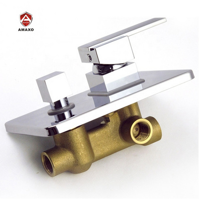 In wall Brass Shower Faucet Body Valve Concealed Square Bath Shower Mixer 2 way  Diverter embedded  shower body