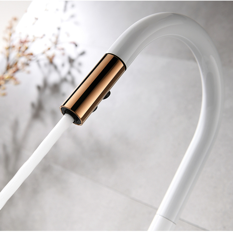 White+rose gold mixer color finish high end Kitchen Water Faucet Mixer Tap pull out kitchen faucet