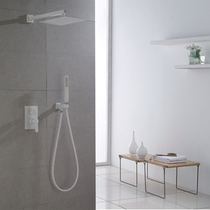 Light White bathroom shower faucet hot and cold shower mixer in wall mounted rain concealed shower set