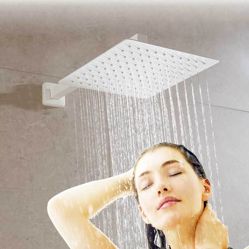 Light White bathroom shower faucet hot and cold shower mixer in wall mounted rain concealed shower set