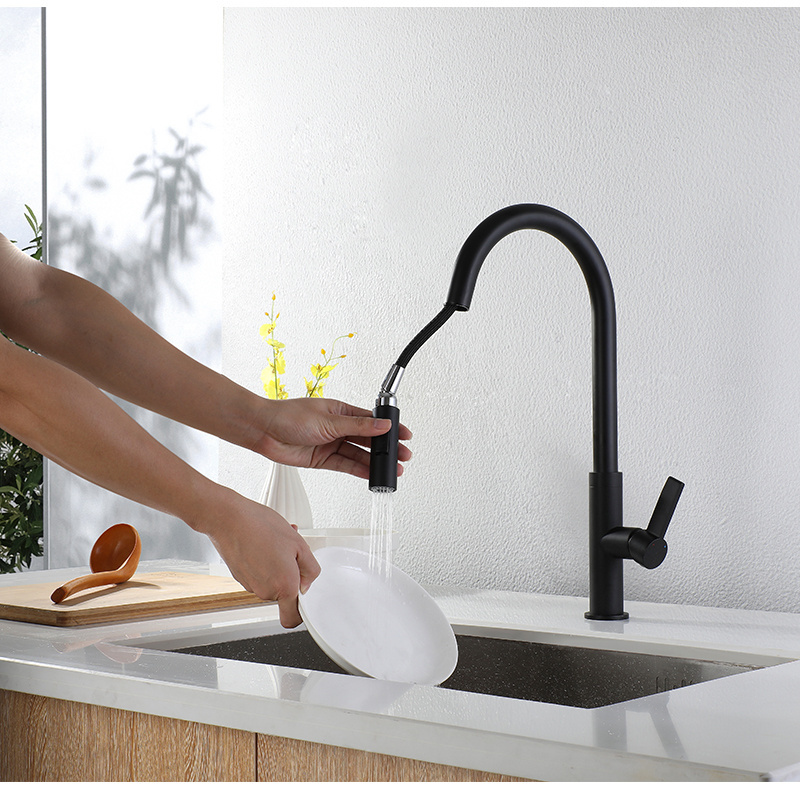 Good Brand High Quality Kaiping Single Hole Brass kitchen faucet with pull down sprayer grifos de cocina robinet chef