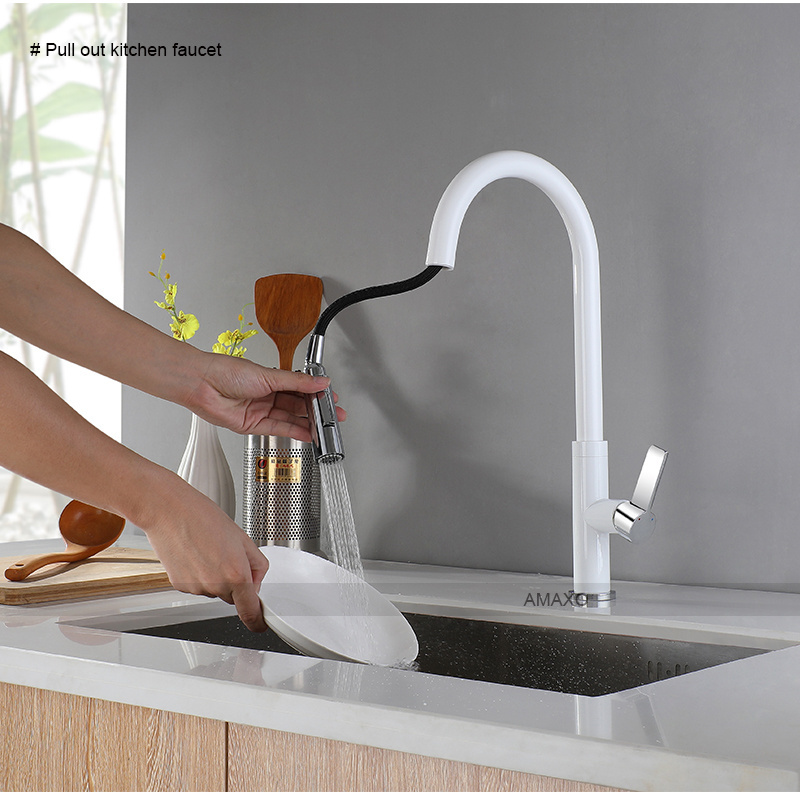 Good Brand High Quality Kaiping Single Hole Brass kitchen faucet with pull down sprayer grifos de cocina robinet chef