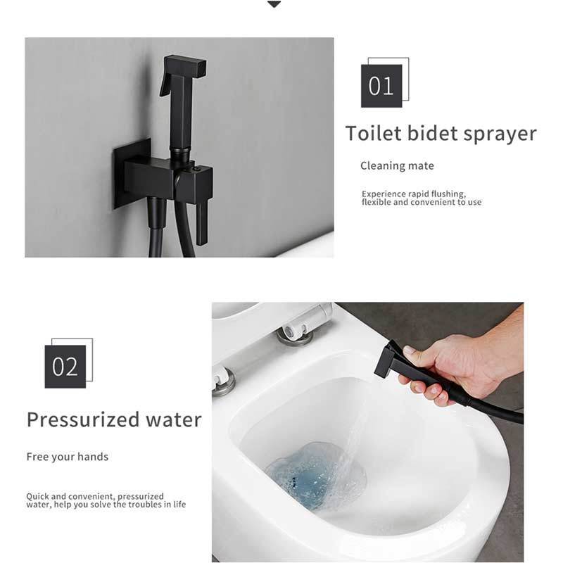 Handheld Toilet Bidet Sprayer Set Kit Hand Bidet Faucet For Bathroom Matte Black Shattaf Sprayer Shower Head