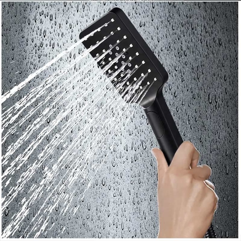 AMAXO LED Black Shower Head Rainfall Waterfall Misty Ceiling Mounted Thermostatic Shower Faucet With Body Jet For Bathroom