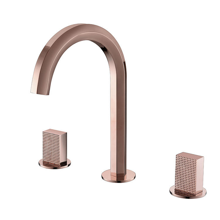 Modern Hot Cold Water Mixer Basin Faucet Washbasin Mixers Tap Rose Gold Bathroom Brass Ceramic Kitchen Faucet Polished 5 Years