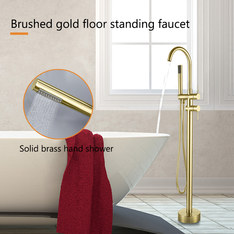 AMAXO Faucet Factory Free Standing Contemporary Upc Shower Hose Tub Set Floor Mount Bathtub Faucet