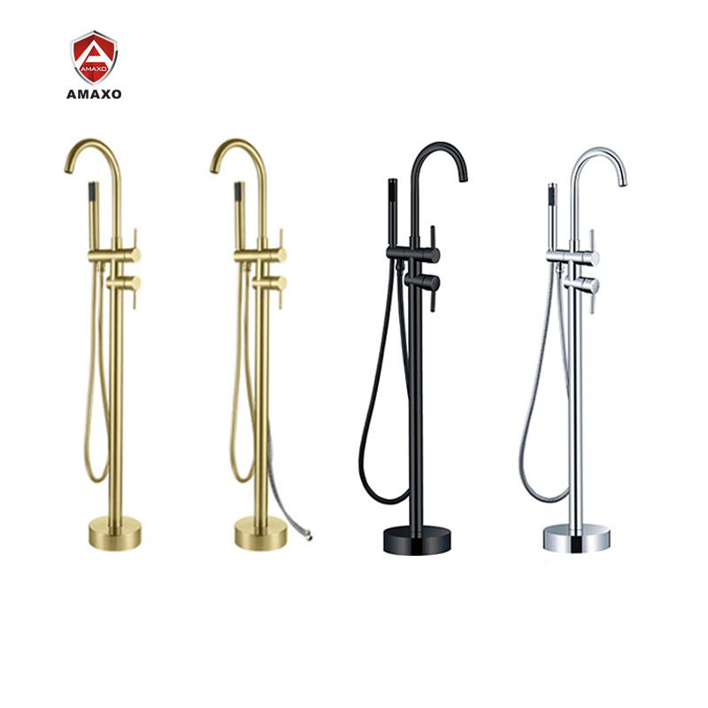 AMAXO Faucet Factory Free Standing Contemporary Upc Shower Hose Tub Set Floor Mount Bathtub Faucet