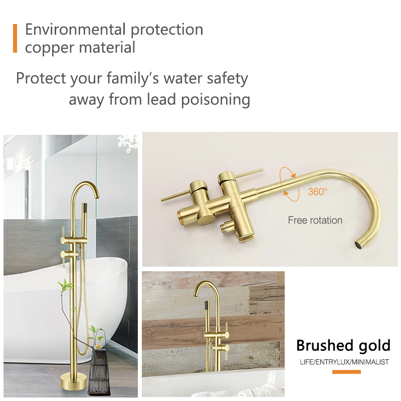 AMAXO Faucet Factory Free Standing Contemporary Upc Shower Hose Tub Set Floor Mount Bathtub Faucet