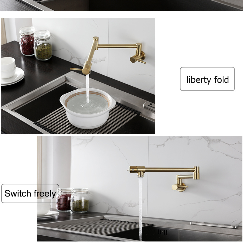 AMAXO Single Handle One Hole Brass Retractable Kitchen Pot Filler Faucets