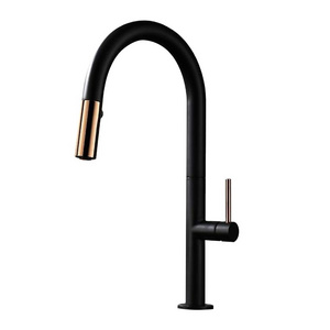 AMAXO Gold In Black Pull Out Type Sink Faucets Water Tap 360 Degree Rotating Basin Faucet For Kitchen