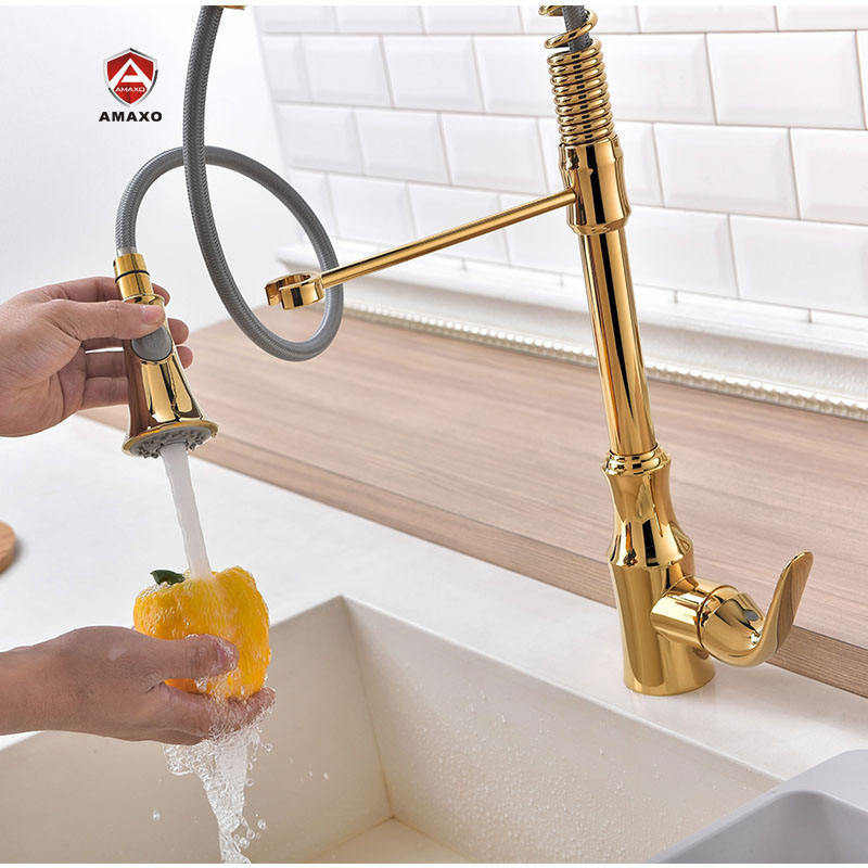 Universal Rotatable Tap Extender Swivel Extension Spring Pull Out Pull Down Sprayer Kitchen Faucet