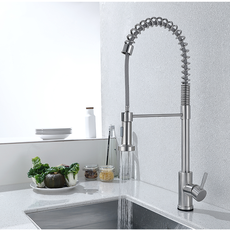 AMAXO Classic Nickel 360 Degree Pull Down Wheel Swivel Spout With Touch Sink Faucet For Kitchen