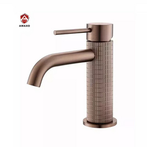 AMAXO Modern Latticed Single Hole Deck Mounted Bathroom Water Basin Faucet Mixer Taps