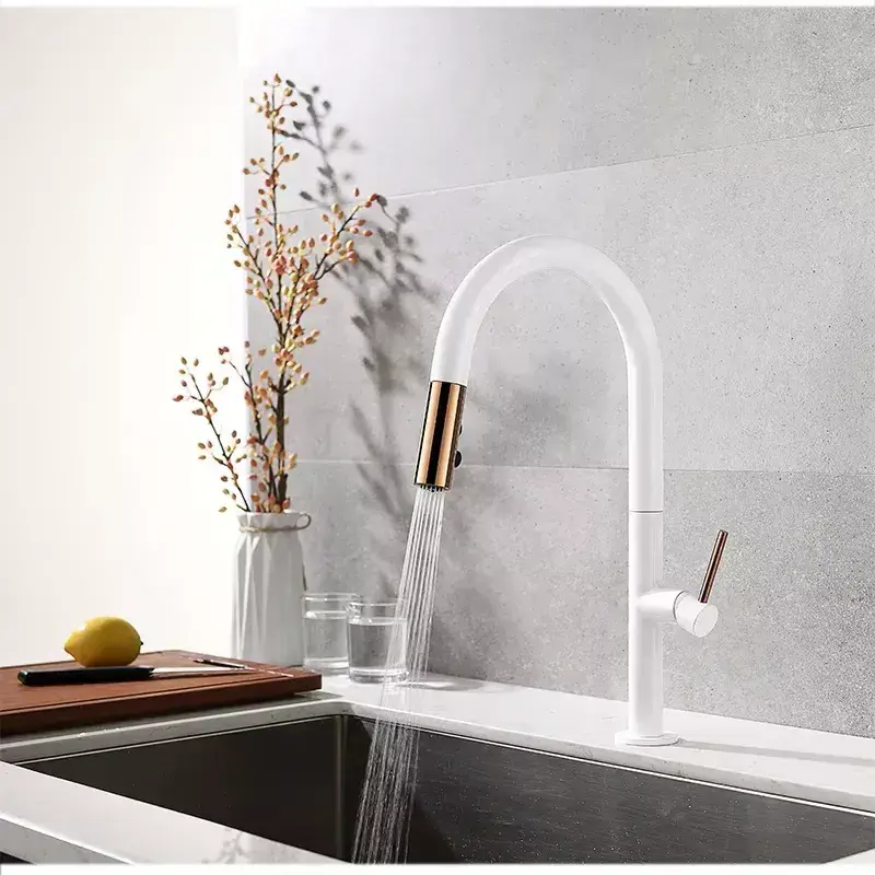 Aida Hot Sale Pull Out Multi Colors Kitchen Water Tap Easy Control Kitchen Mixer Tap Commercial Restaurant Kitchen Sink Faucet