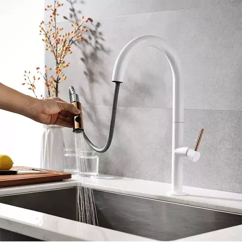 Aida Hot Sale Pull Out Multi Colors Kitchen Water Tap Easy Control Kitchen Mixer Tap Commercial Restaurant Kitchen Sink Faucet