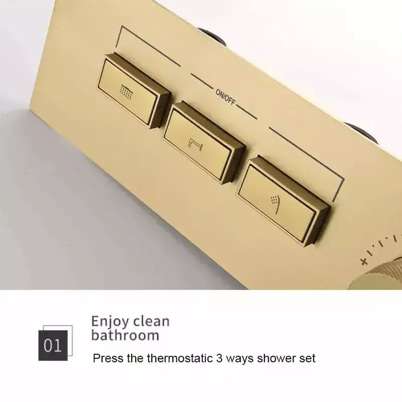 High Quality Embedded Bath Shower Mixer Brushed Gold Faucet Body Valve Concealed Thermostatic Diverter Shower Valve