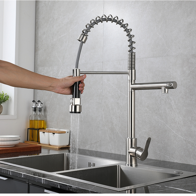 SUS 304 Stainless Steel Pull Down Kitchen Faucet Taps Mixer