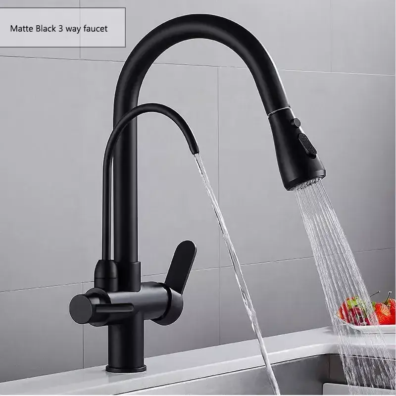 Aida Double Handle Copper Faucet With Sprayer With Water Filter Copper Sprayer Tap Faucet Pull Down Spout Faucet Kitchen Sprayer