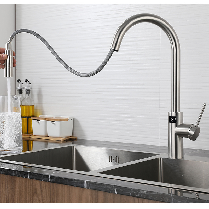 AMAXO Popular Farmhouse Steel Single Handle Pull Down Upc Kitchen Faucet For Kitchen