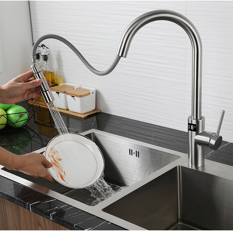 AMAXO Popular Farmhouse Steel Single Handle Pull Down Upc Kitchen Faucet For Kitchen