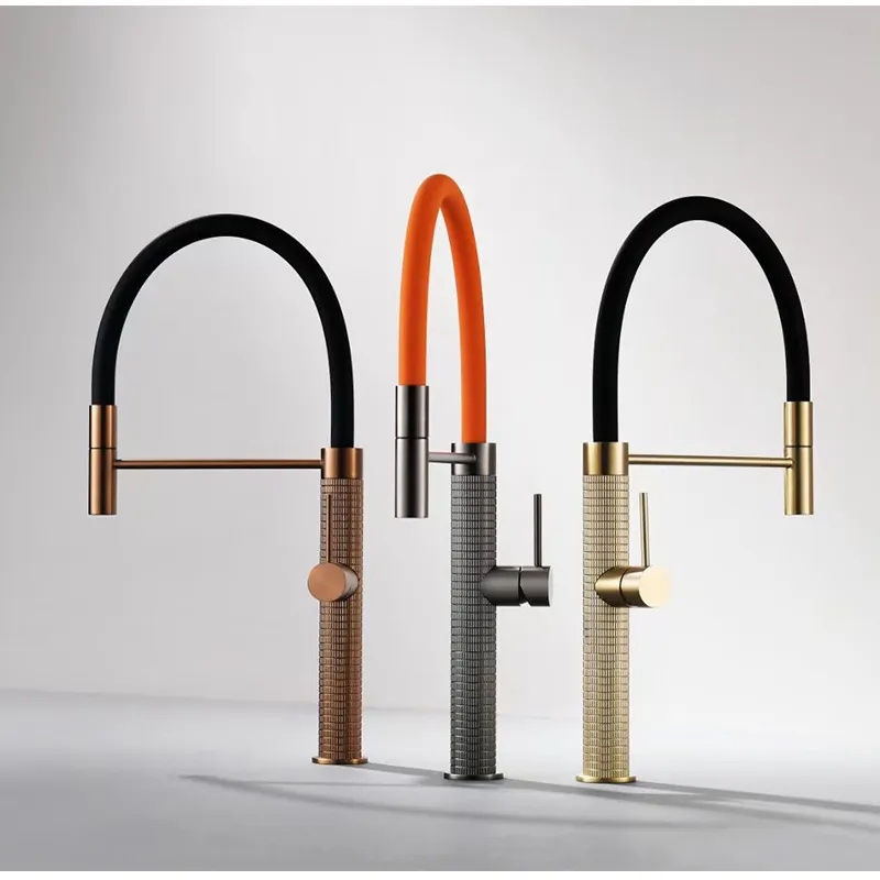 Modern Pull down 360 Degree Rotation Flexible Pull Out Sprayer Brass Mixer Sink Kitchen Faucets