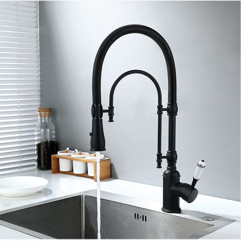 Aida Matte Black Pull Down Kitchen Faucet Solid Brass Cold And Hot Kitchen Mixer Attached Water Filter Sink Kitchen Faucet