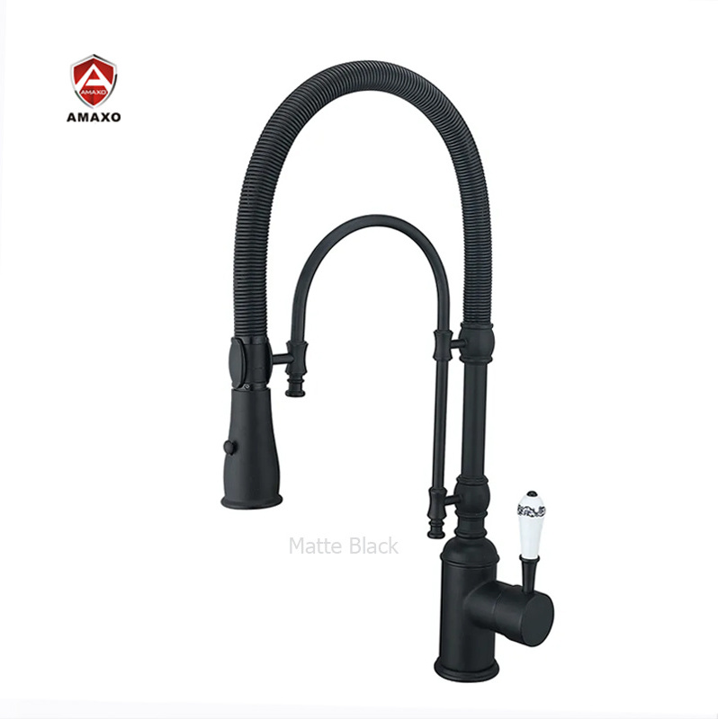 Aida Matte Black Pull Down Kitchen Faucet Solid Brass Cold And Hot Kitchen Mixer Attached Water Filter Sink Kitchen Faucet