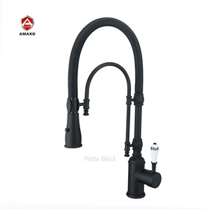 Aida Matte Black Pull Down Kitchen Faucet Solid Brass Cold And Hot Kitchen Mixer Attached Water Filter Sink Kitchen Faucet