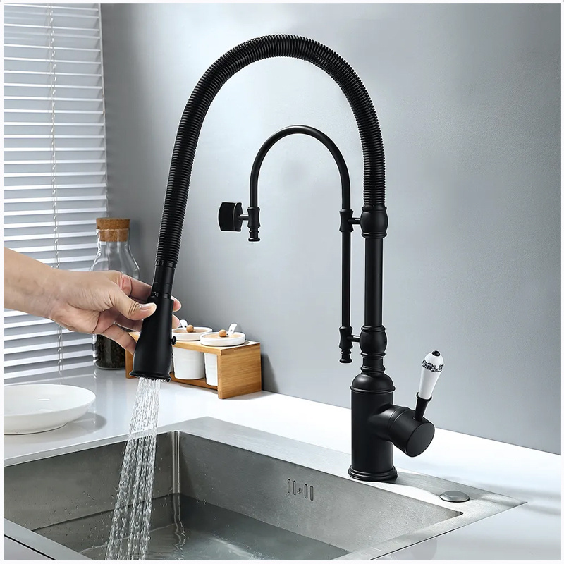 Aida Matte Black Pull Down Kitchen Faucet Solid Brass Cold And Hot Kitchen Mixer Attached Water Filter Sink Kitchen Faucet