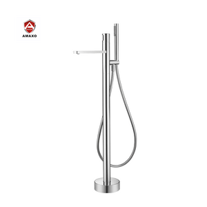 Filler Free Standing Bathtub Mixer Tap Faucet Bath Long Neck Faucets Stand Alone