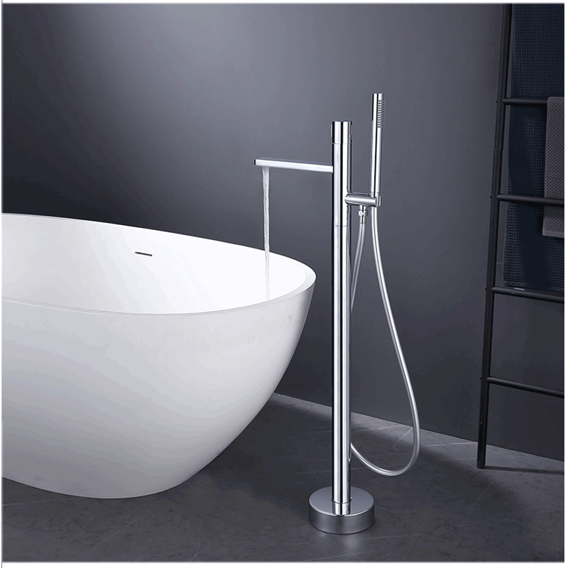 Filler Free Standing Bathtub Mixer Tap Faucet Bath Long Neck Faucets Stand Alone