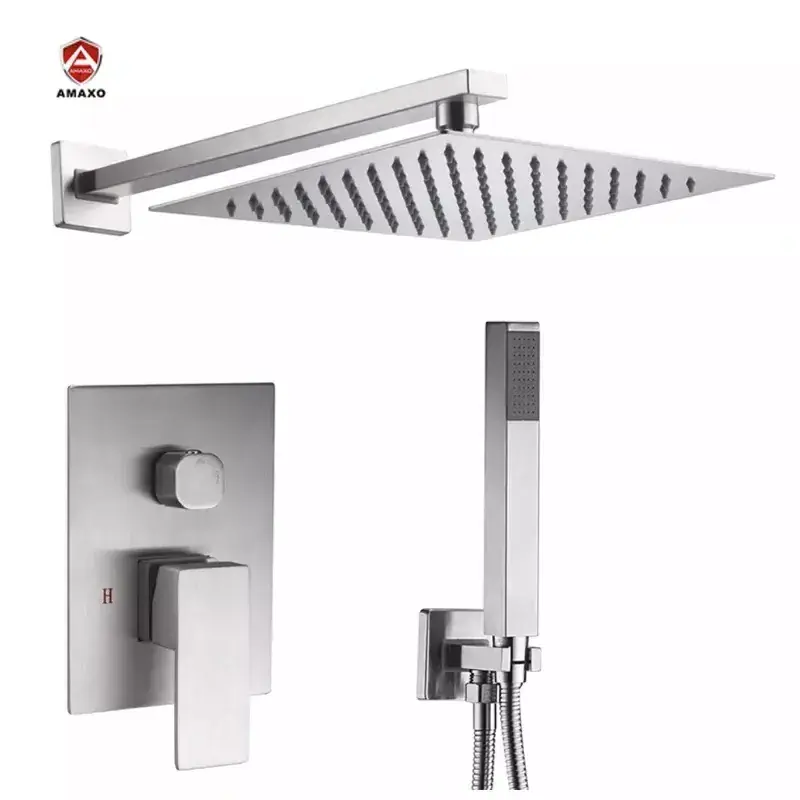 2023 New Rainfall Waterfall Contemporary Shower Faucet System Hot Cold Water Mixer Shower Metered Faucets