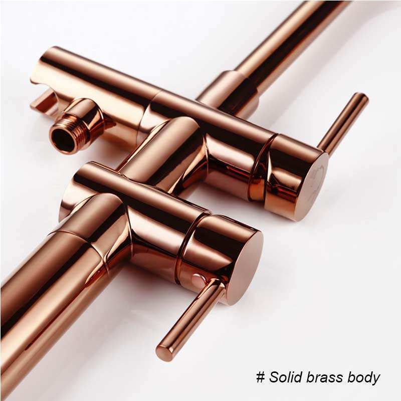 Brass Rose Gold Free Standing Bath Tap Floor Stand Faucet Bathtub Faucet Freestanding Tub With Tub Mounted Faucet