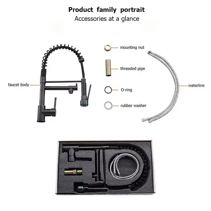 New Modern Style 304 Stainless Steel Matte Black Kitchen Faucet Sink Faucet With Pull Down