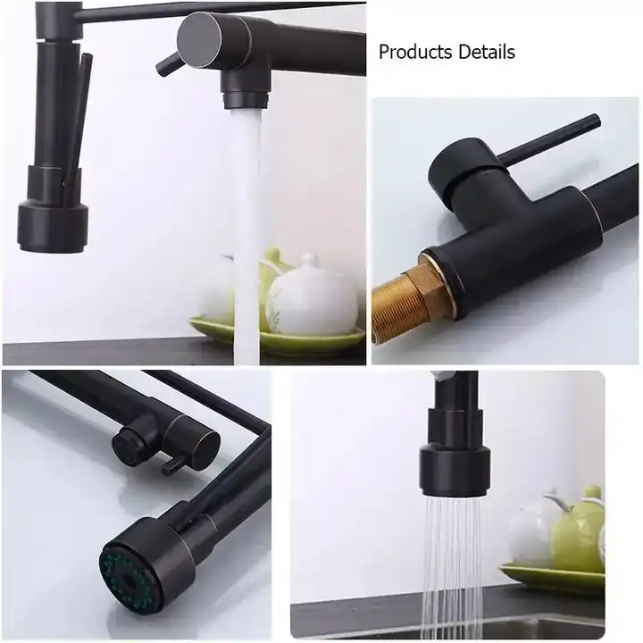 New Modern Style 304 Stainless Steel Matte Black Kitchen Faucet Sink Faucet With Pull Down